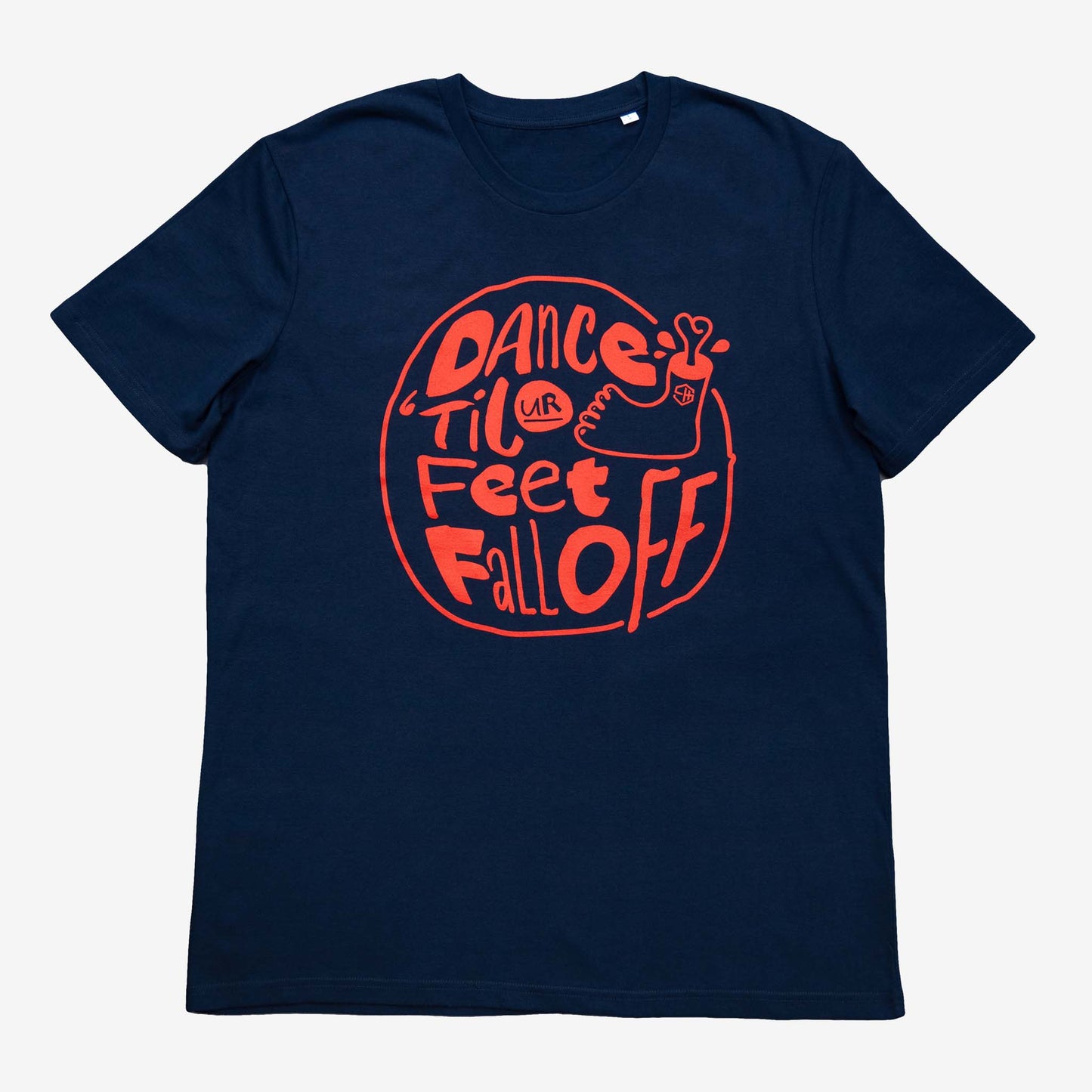 House Music T-shirt, Dance 'til ur feet fall off screen print clothing navy and red