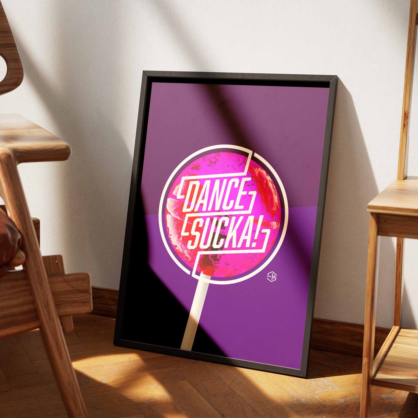House Music Print, Dance Sucka Lollipop Design Purple Poster