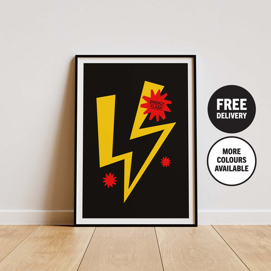 Black Techno Poster, Energy Flash Joey Beltram 90s House Music Art Print Gift