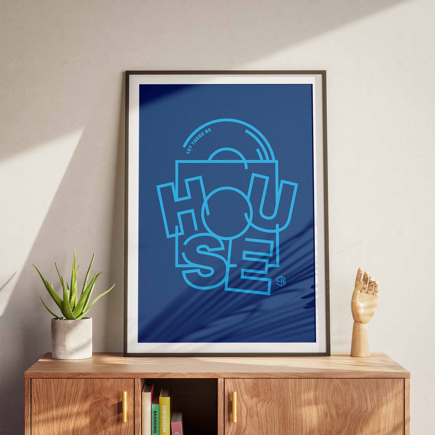 Let There Be House Music Poster Blue