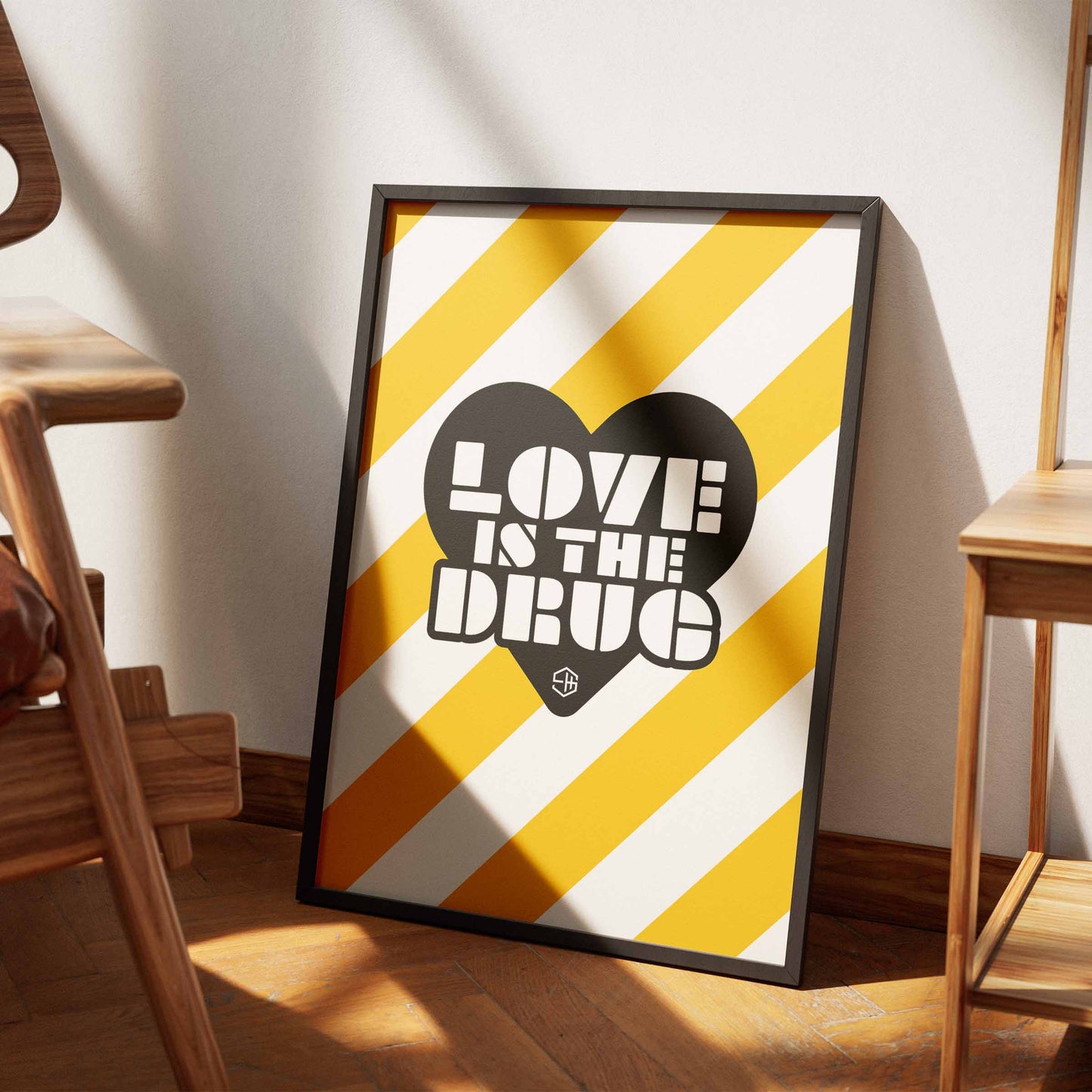 Love is the Drug Poster, Bryan Ferry, Roxy Music Wall Art Black Heart Design