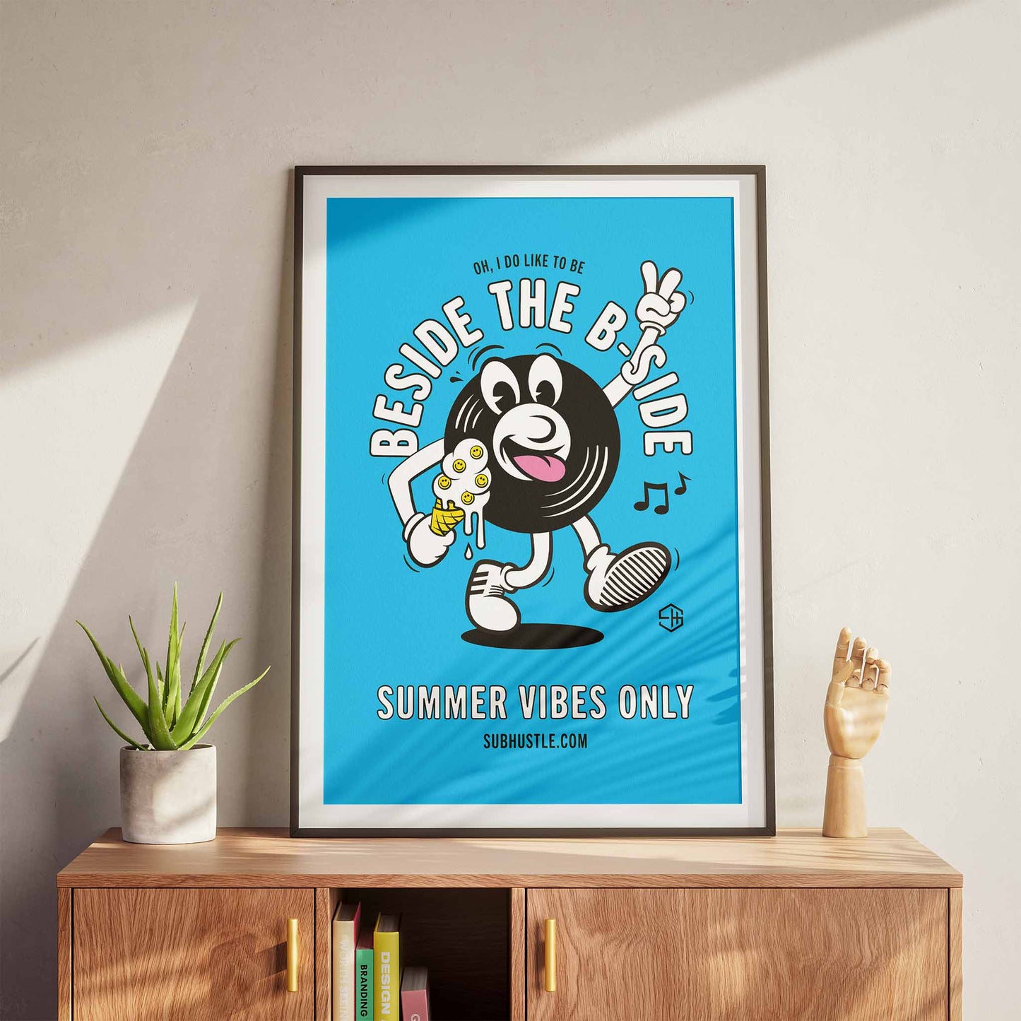 Summer Vibes Vinyl House Music Poster Blue