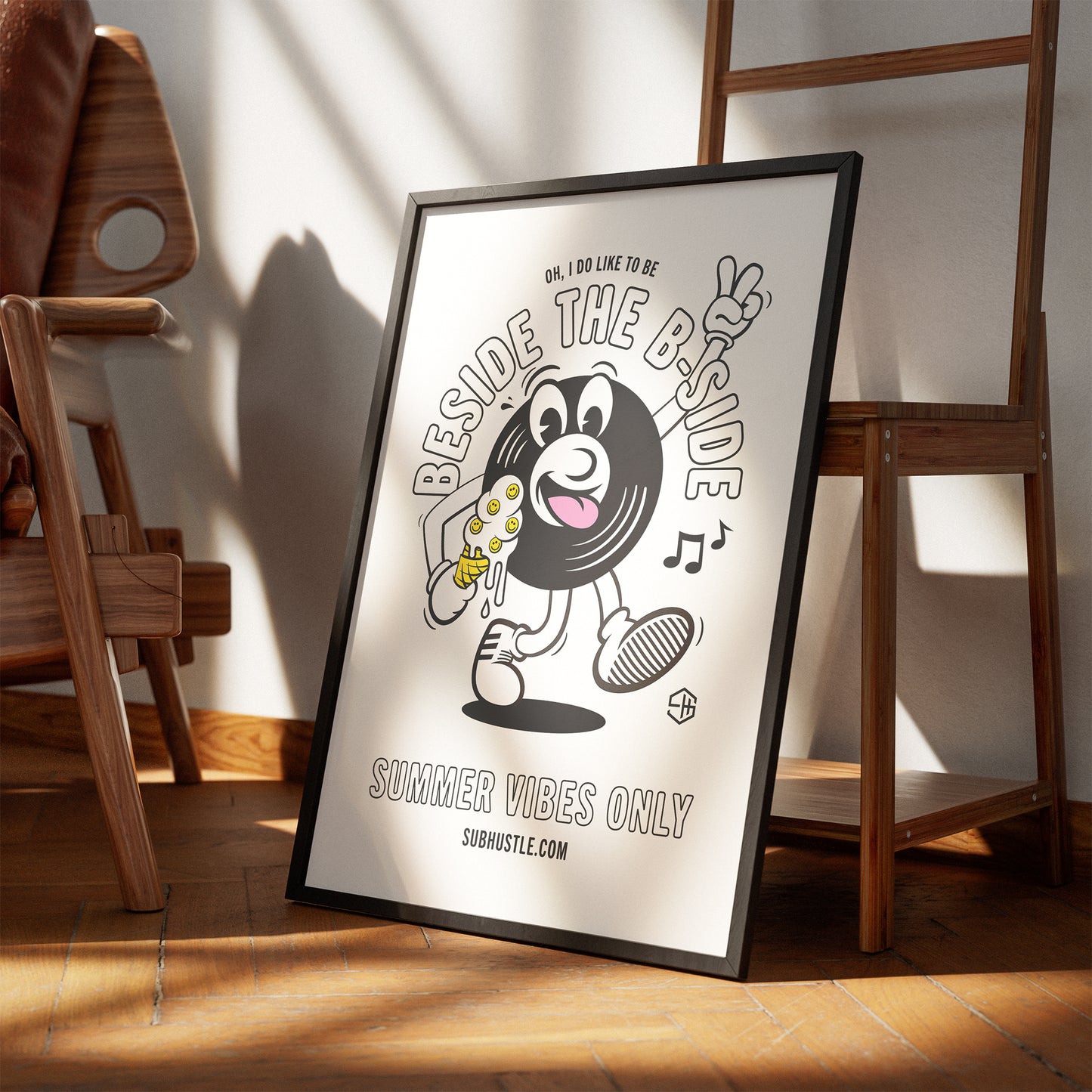 Summer Vibes Vinyl House Music Poster White