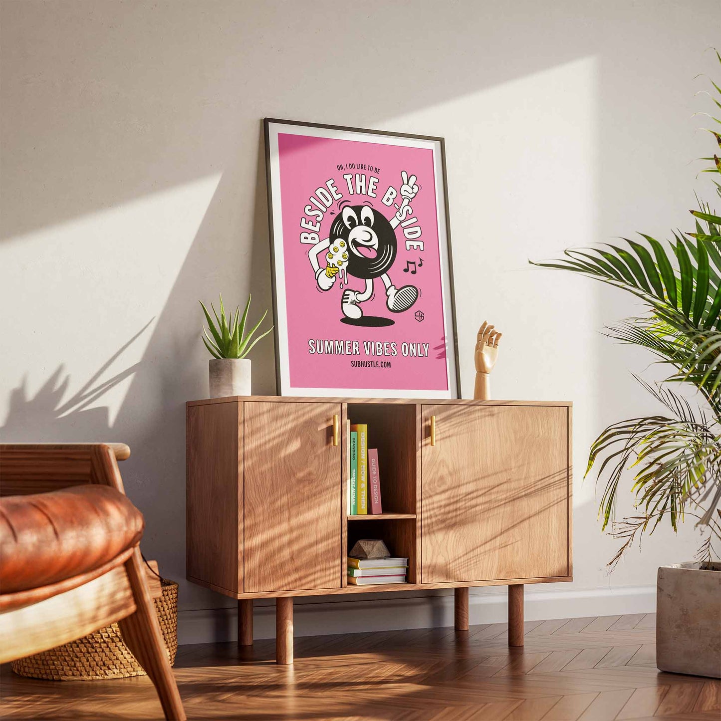 Summer Vibes Vinyl House Music Poster Pink