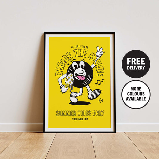 Summer Vibes Vinyl House Music Poster Yellow