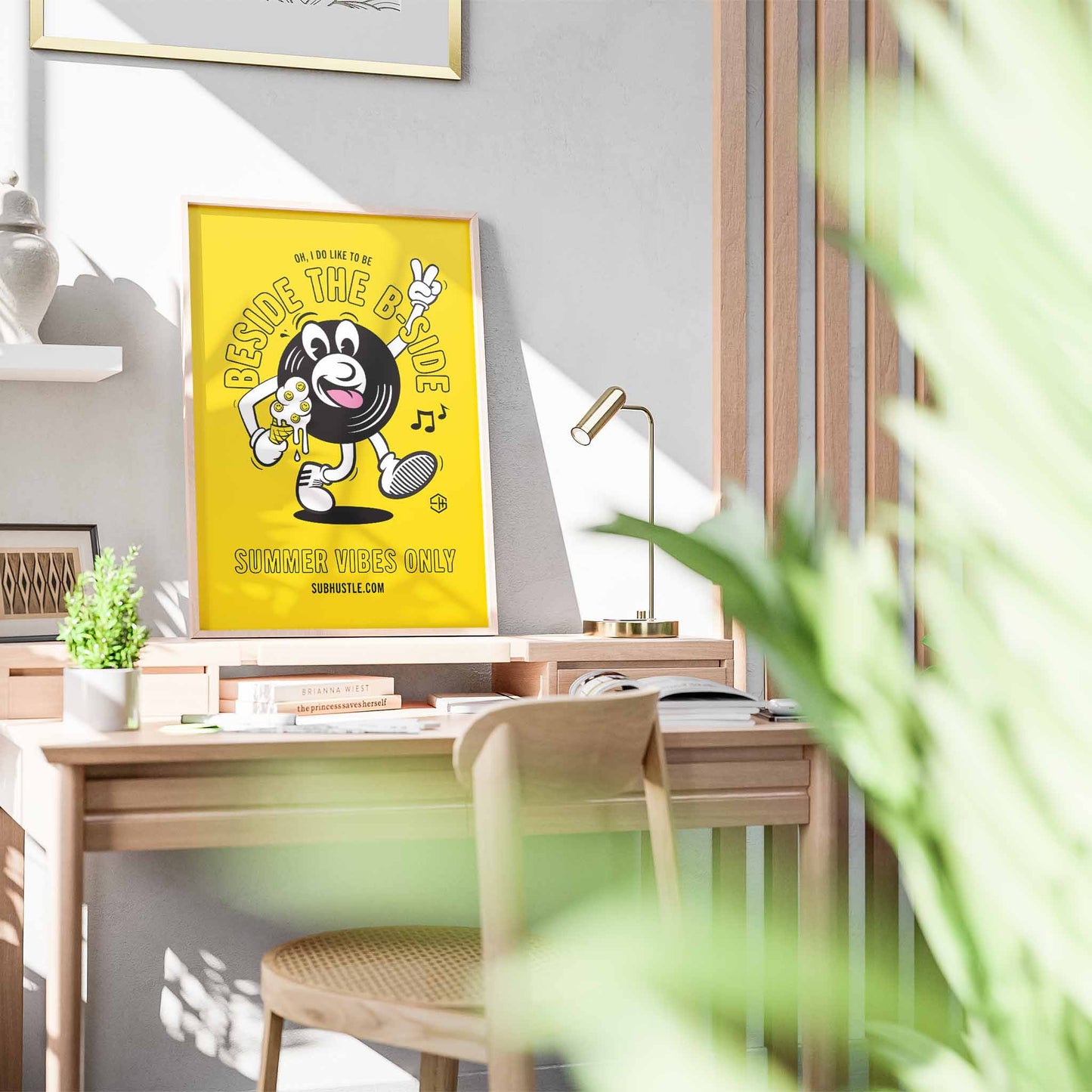 Summer Vibes Vinyl Lovers Yellow Graphic Print