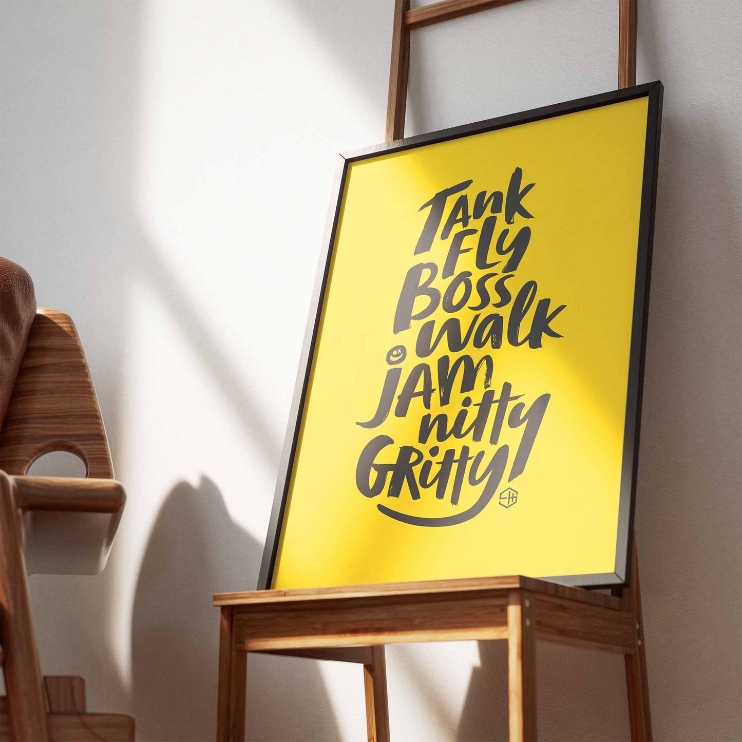Dance Music Poster, Tank Fly Boss Walk Jam Nitty Gritty, Dub Be Good To Me, Beats International Music Print Yellow