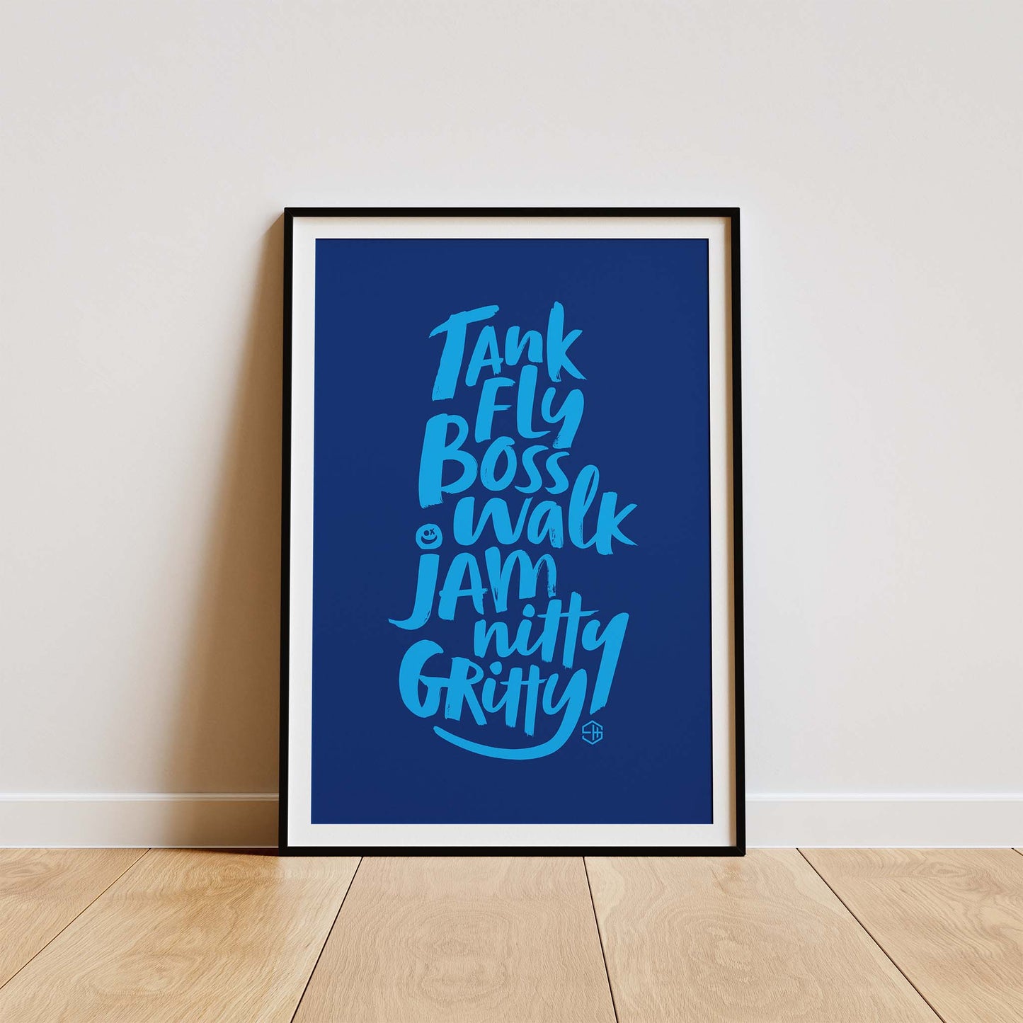 Dance Music Print, Tank Fly Boss Walk Jam Nitty Gritty, Dub Be Good To Me, Beats International Music Poster Blue