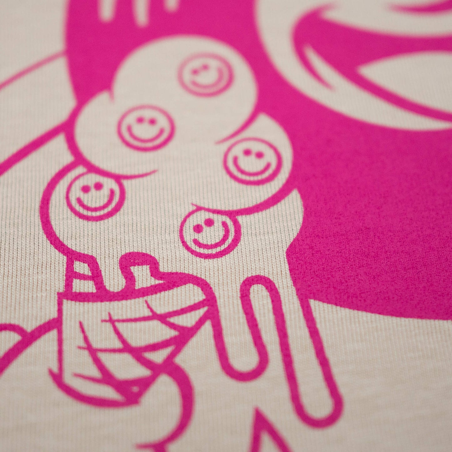 Summer vibes house music t-shirt, Acid house ice cream screen printed dust detail
