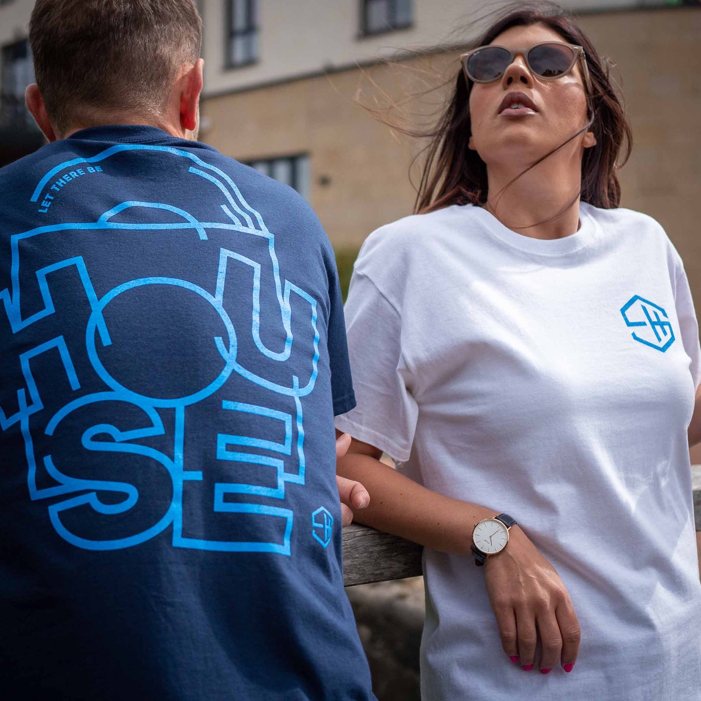 Let there be house music t-shirt unisex navy and white design