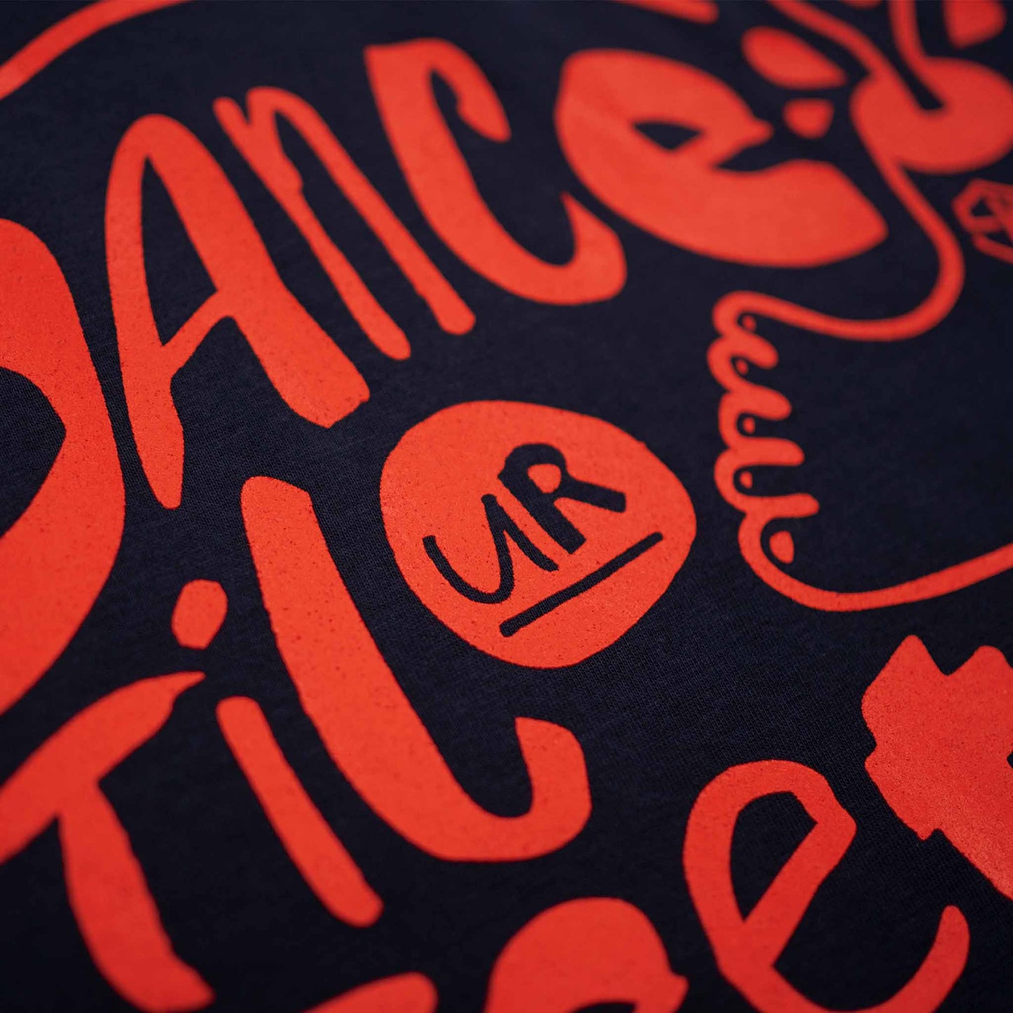 House Music T-shirt, Dance 'til ur feet fall off screen print clothing navy and red type design