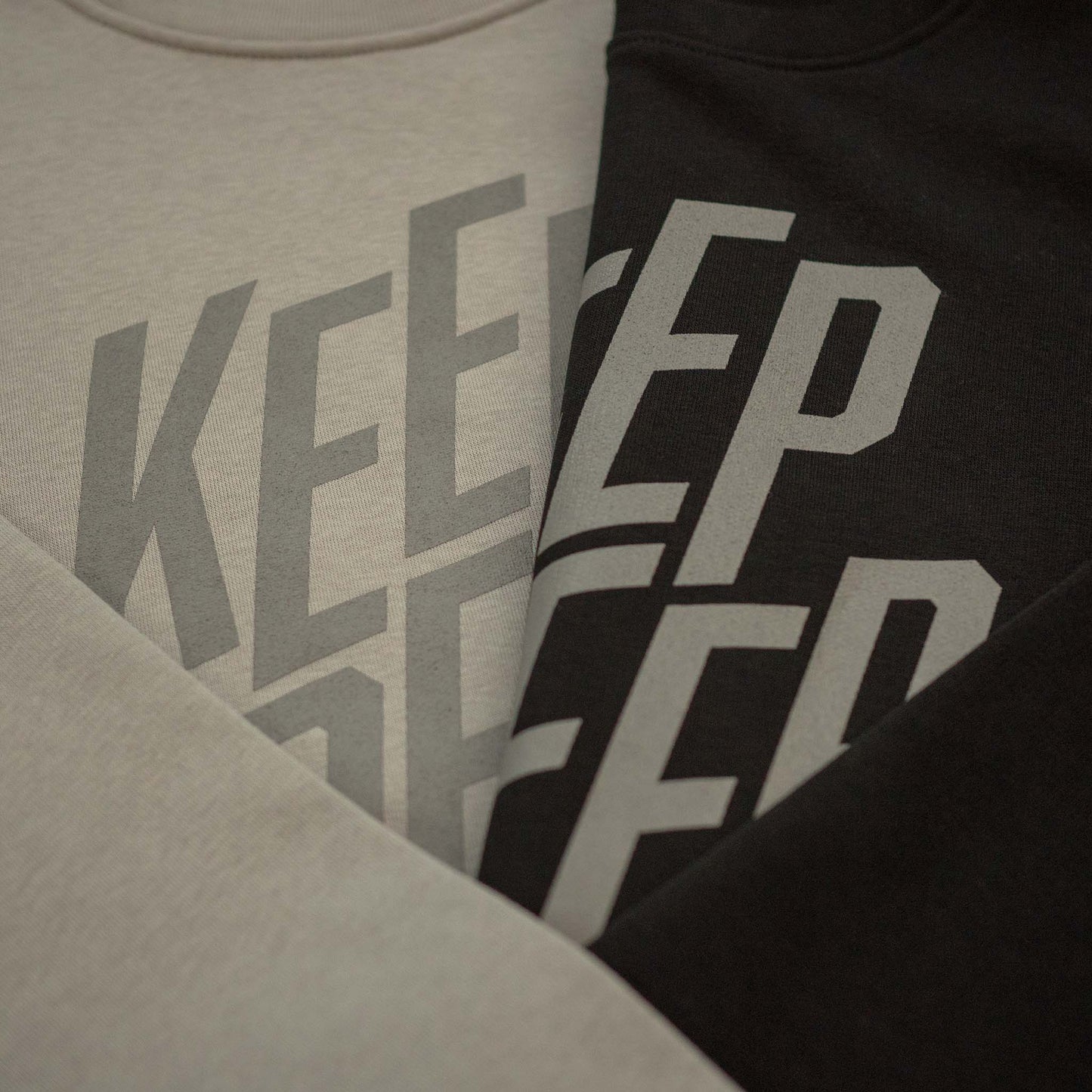 Keep Deep Black and Opal Grey Sweatshirt choices with Silver Grey Design
