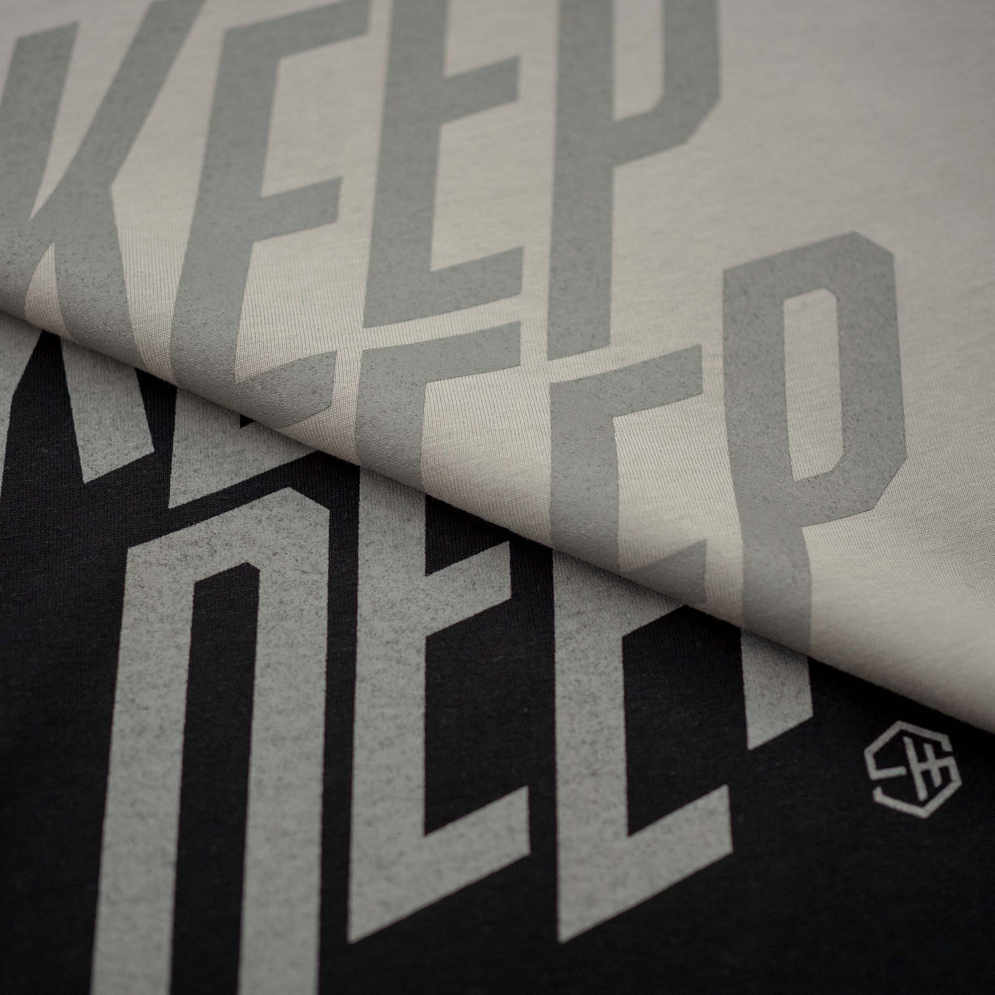 Keep Deep Opal Grey and Black T-shirt details with Silver Grey graphics