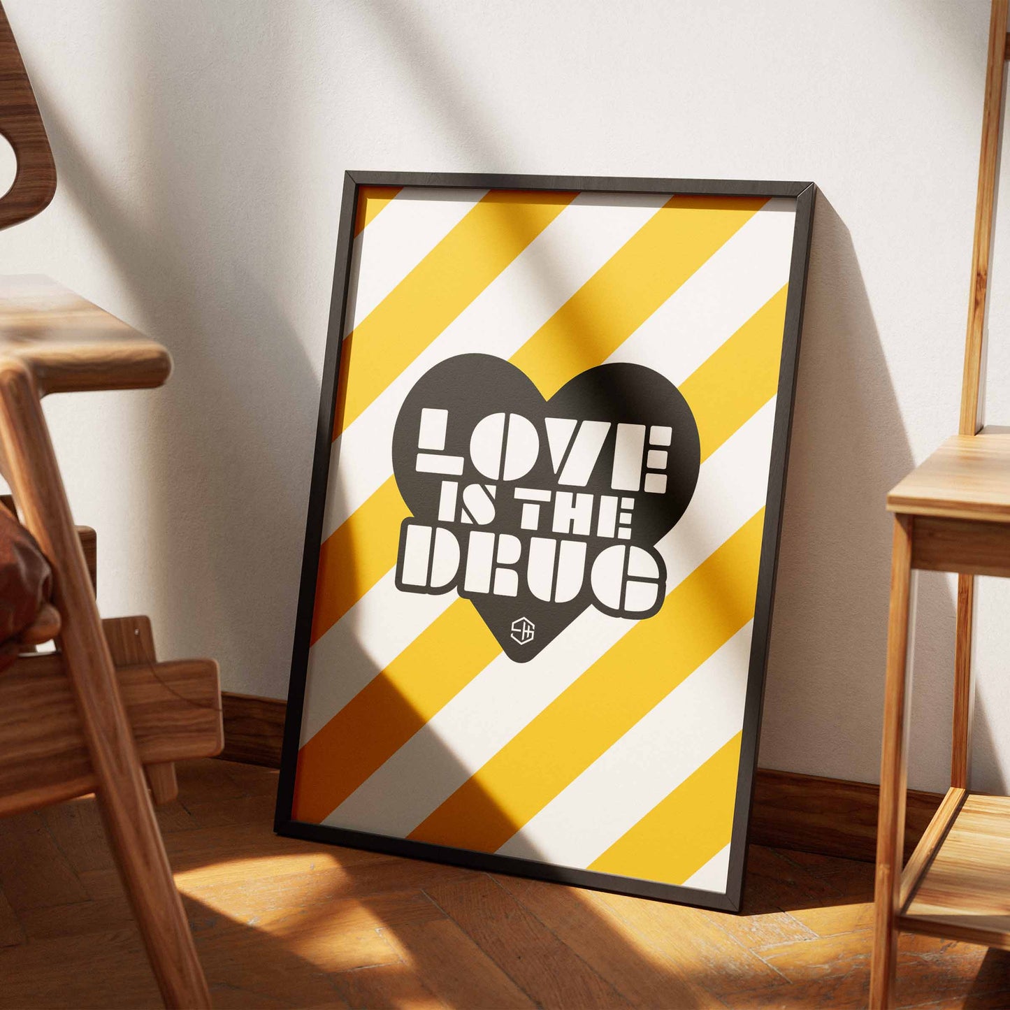 Love is the Drug Black Heart Graphic Poster