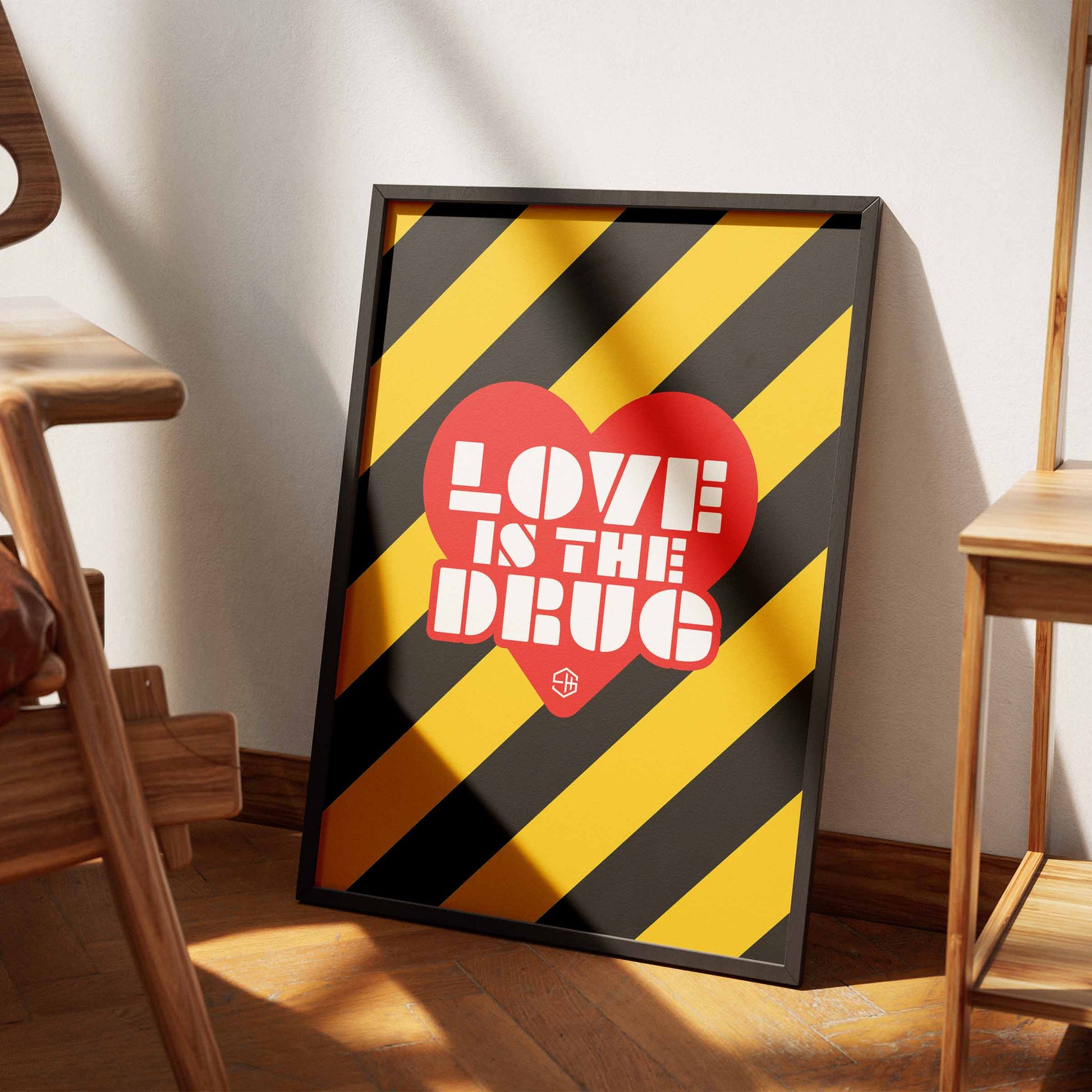 Love is the Drug Red Heart Graphic Poster