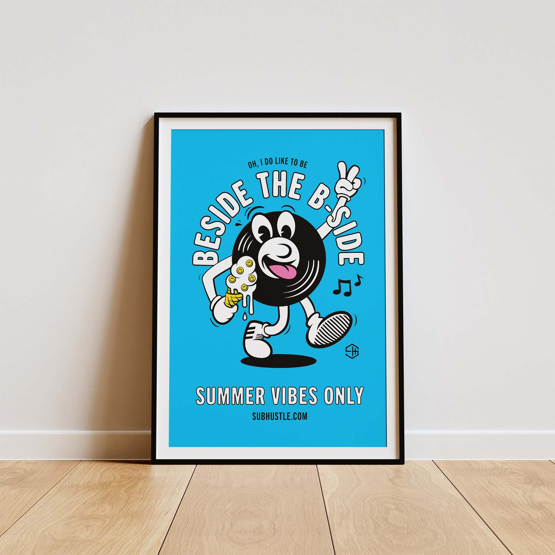 House Music Poster, Summer Vibes 90s Acid House Poster Blue