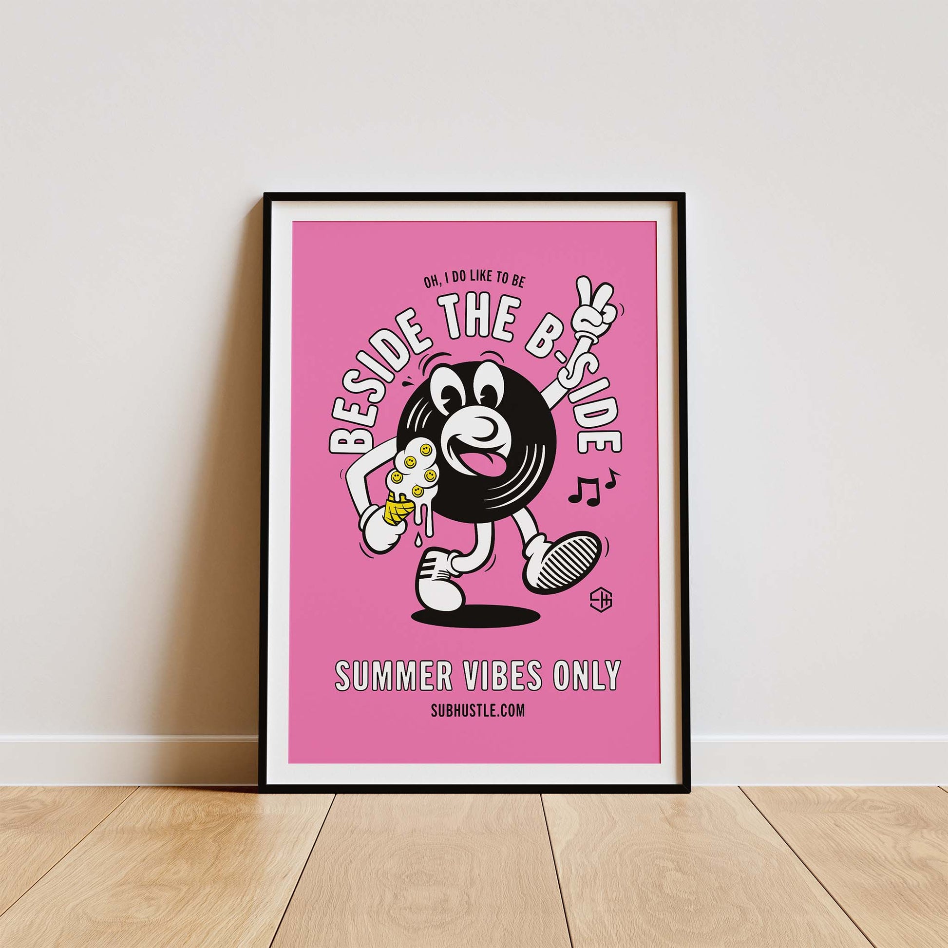 House Music Poster, Summer Vibes 90s Acid House Poster Pink