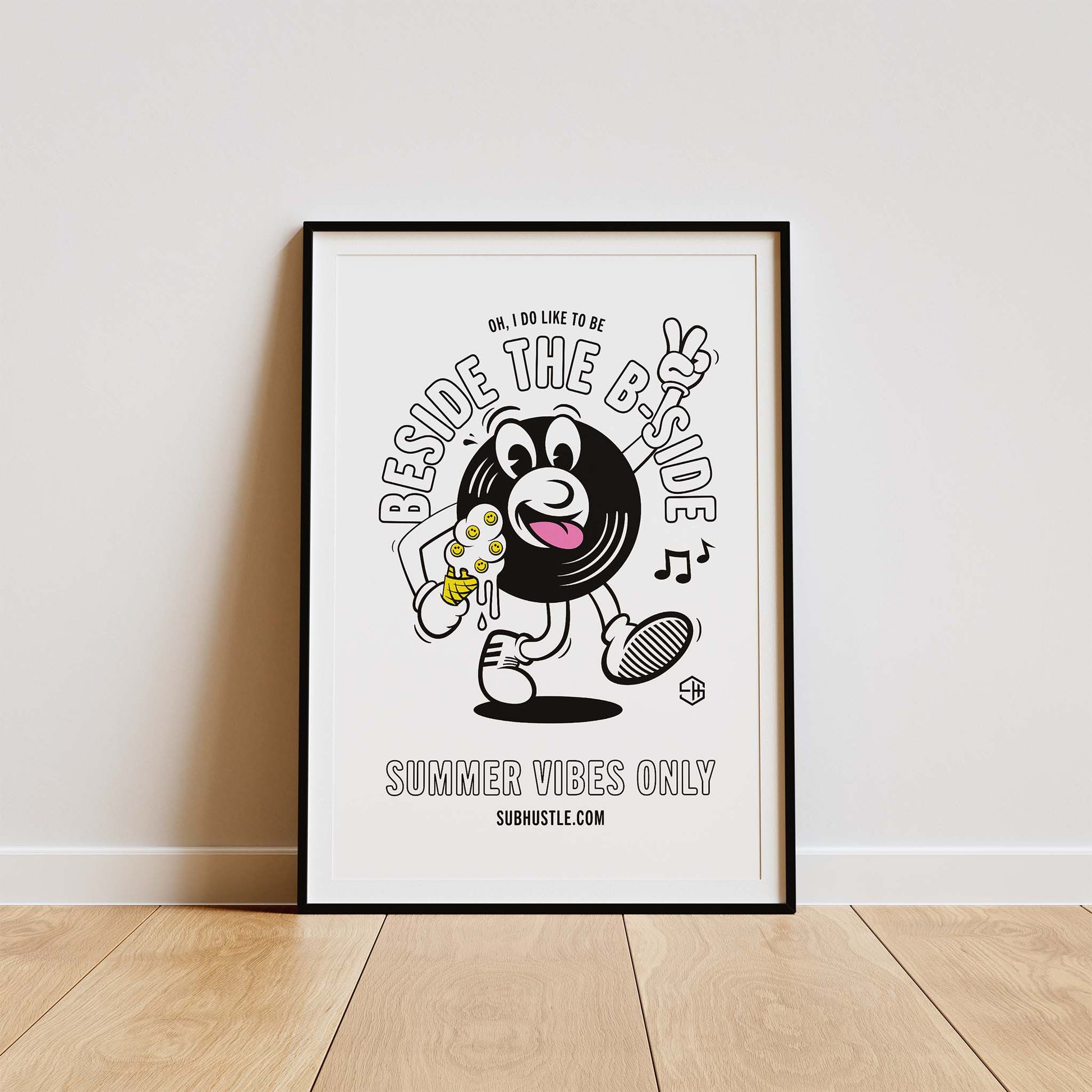 House Music Poster, Summer Vibes 90s Acid House Poster White