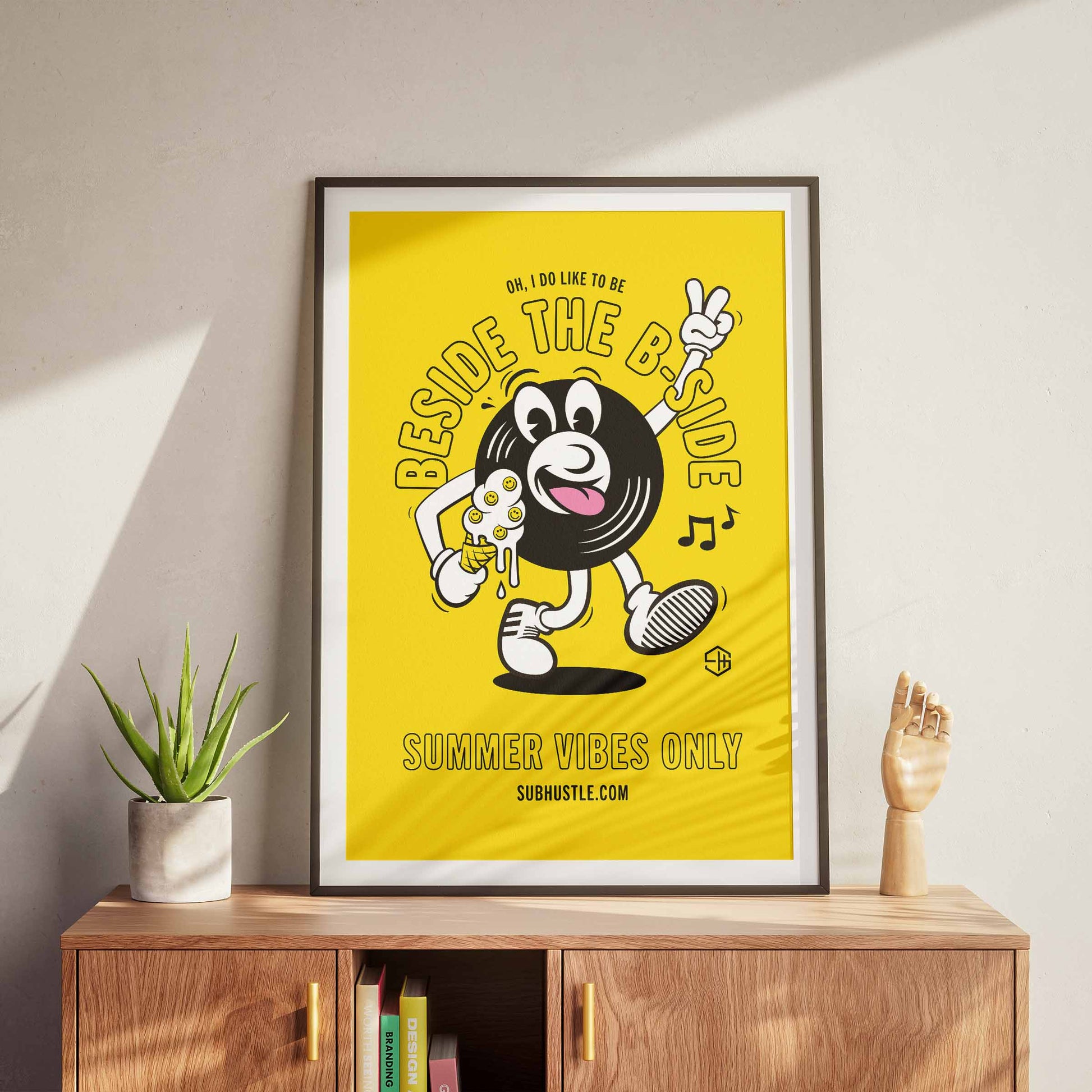 Summer Vibes Record Lovers Yellow Poster