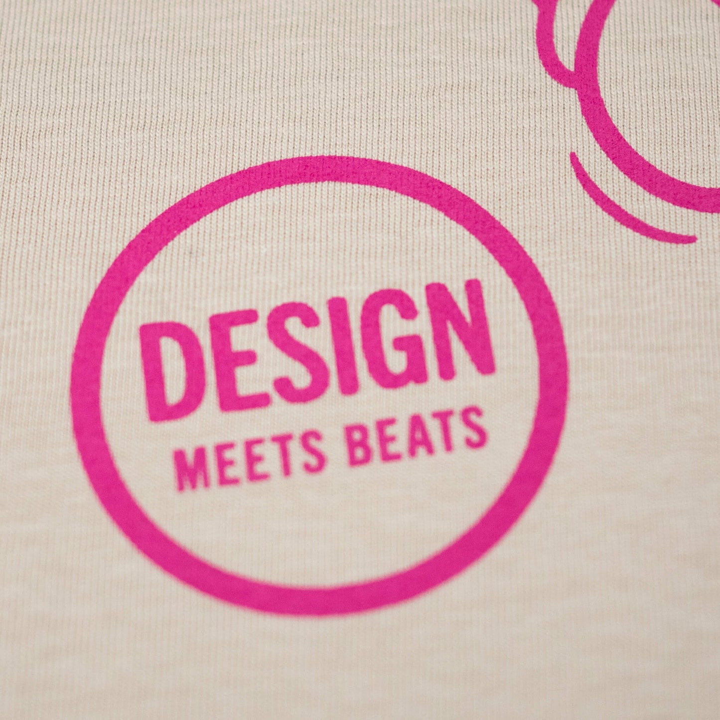 Design meets beats screen printed dust t-shirt detail